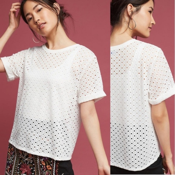 Anthropologie Tops - NWT Postmark Anthropologie Chantal Eyelit Knit Top